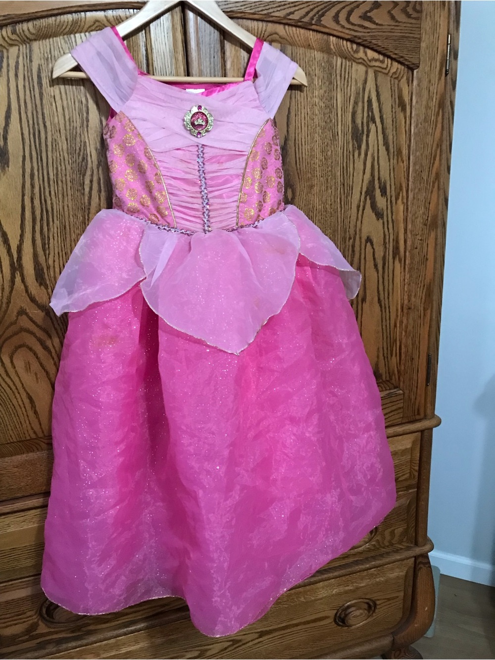 Disney GIRLS 9/10 Princess Aurora Pink Lined Dress Costume Sleeping Beauty
